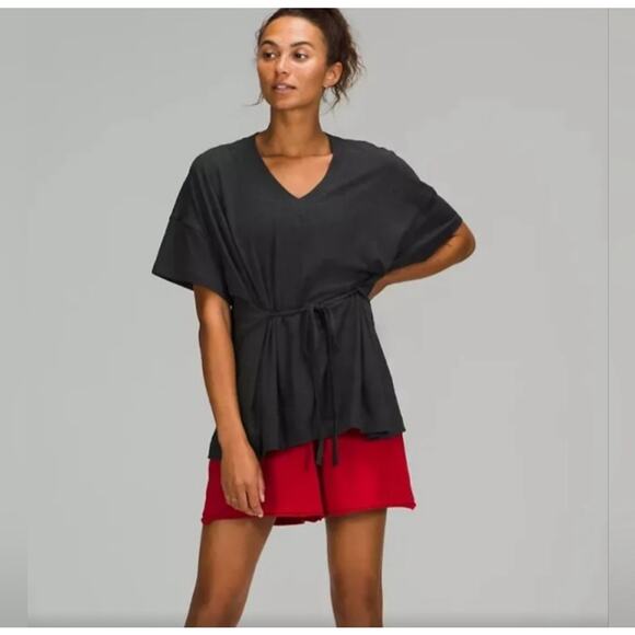 Lululemon Oversized Charcoal Gray Tee with Side Ties - Picture 4 of 8